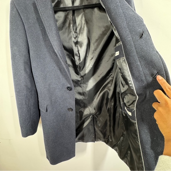 Red Herring Blue Wool Blend Long Coat EU 46 UK 36 Chest Tailored Classic - Picture 8 of 16